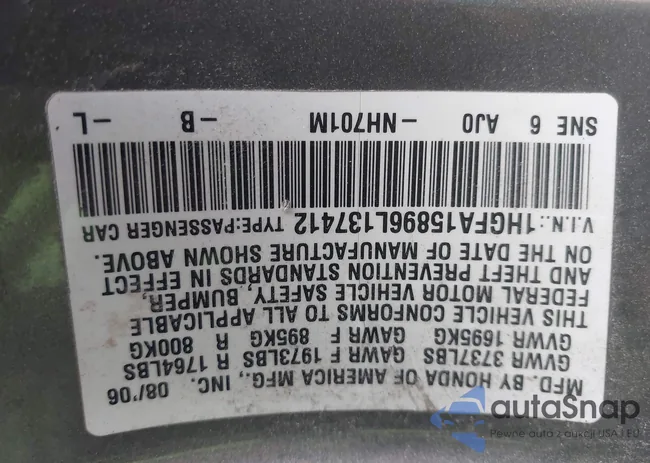 1HGFA15896L137412: 44622744