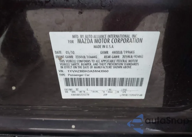 1YVHZ8BH3A5M43560: 44622341