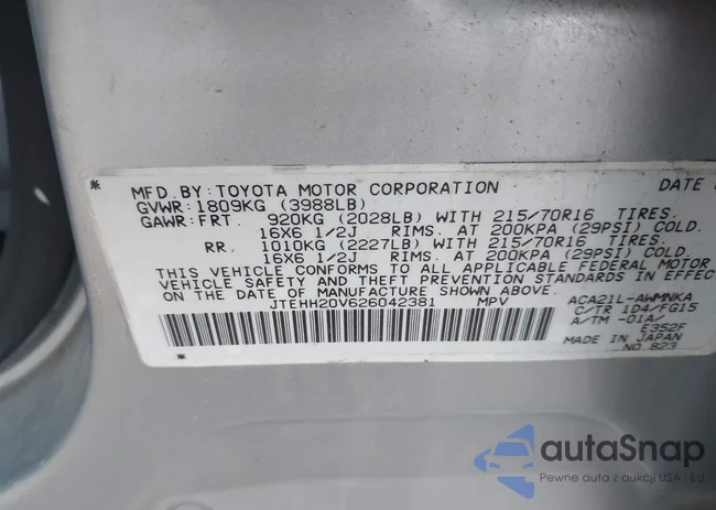 JTEHH20V626042381: 44623683