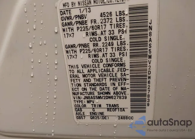 JN8AS5MV2DW627839: 44623212