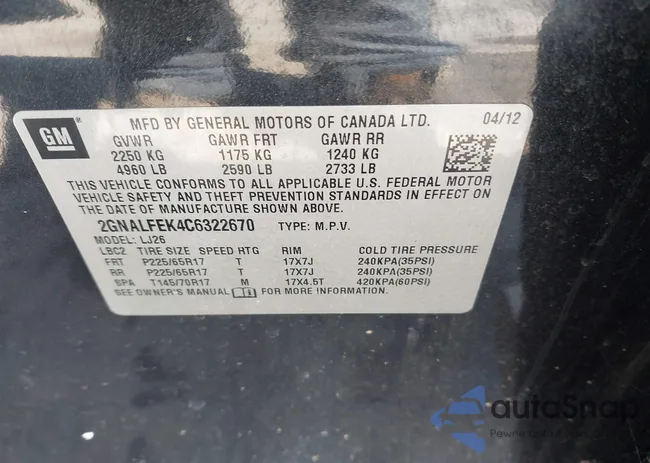 2GNALFEK4C6322670: 44623374