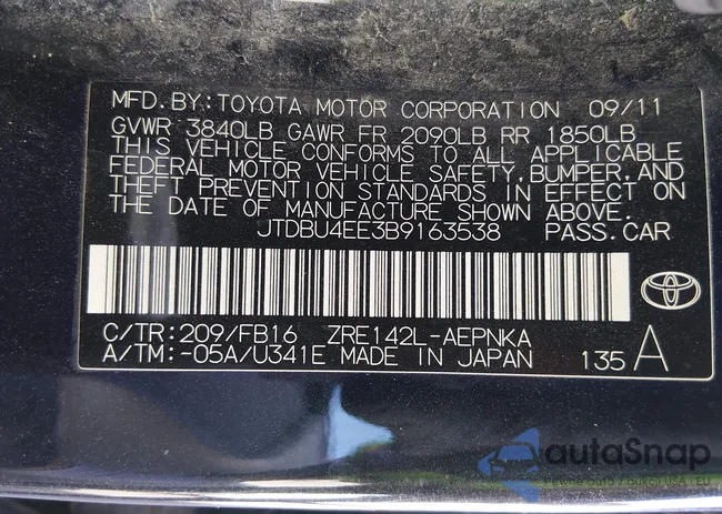 JTDBU4EE3B9163538: 44624843