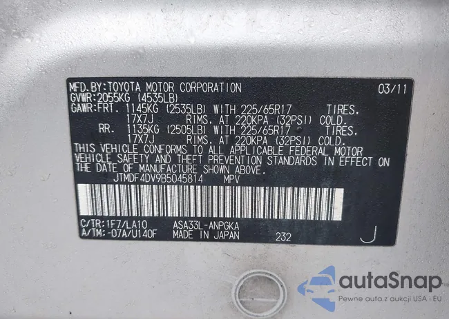 JTMDF4DV9B5045814: 44624197