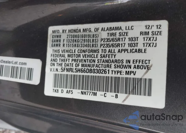 5FNRL5H66DB030261: 44624401