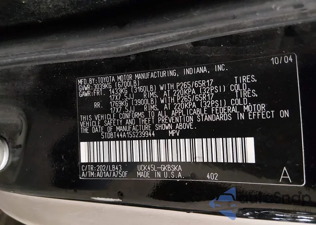 5TDBT44A15S239944: 44626017