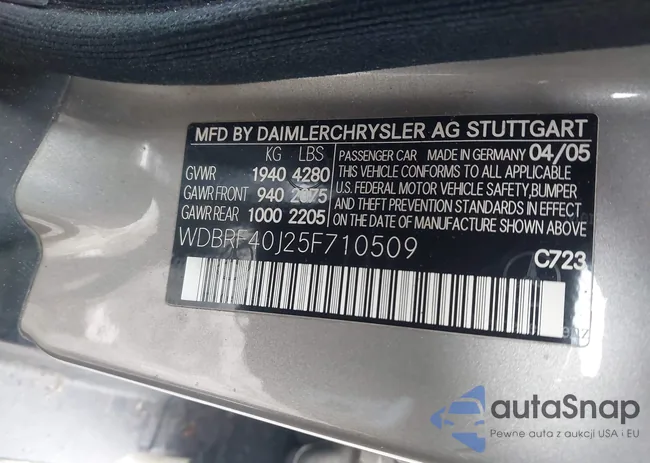 WDBRF40J25F710509: 44625040