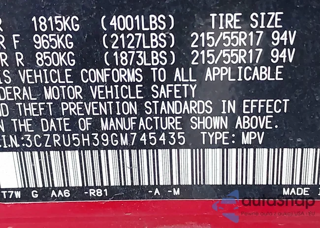 3CZRU5H39GM745435: 44625220