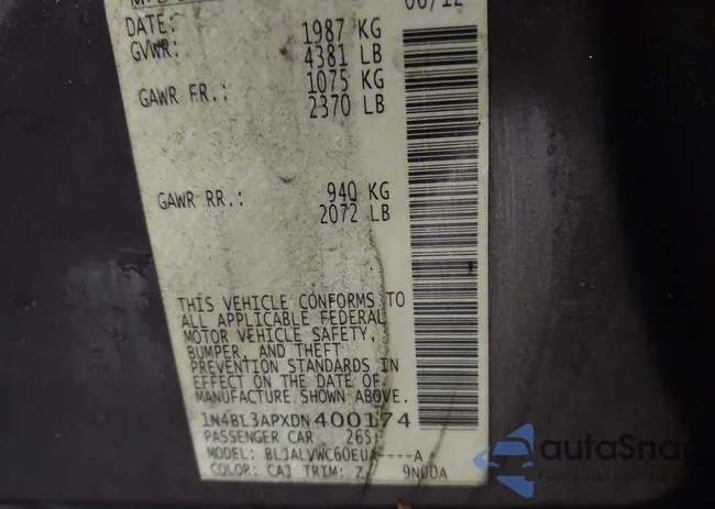 1N4BL3APXDN400174: 44626743