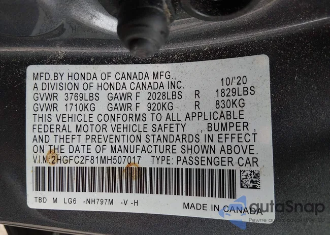 2HGFC2F81MH507017: 44626069