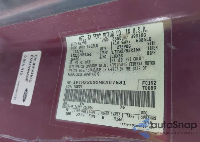 1FTHX25GXMKA07631: 44626162