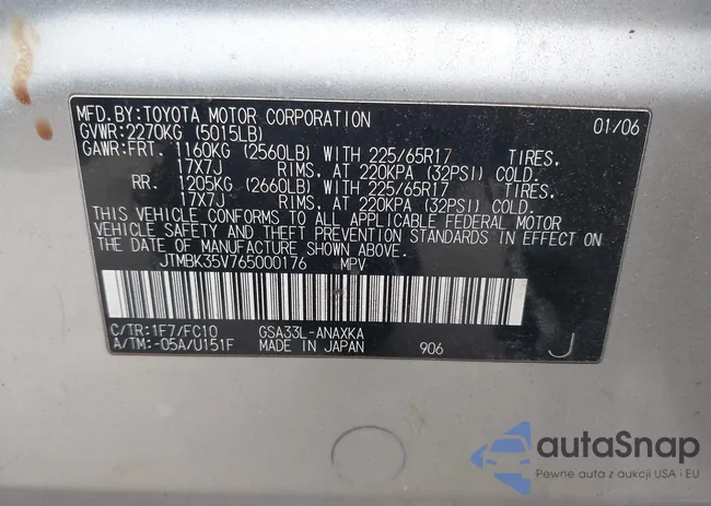 JTMBK35V765000176: 44627710