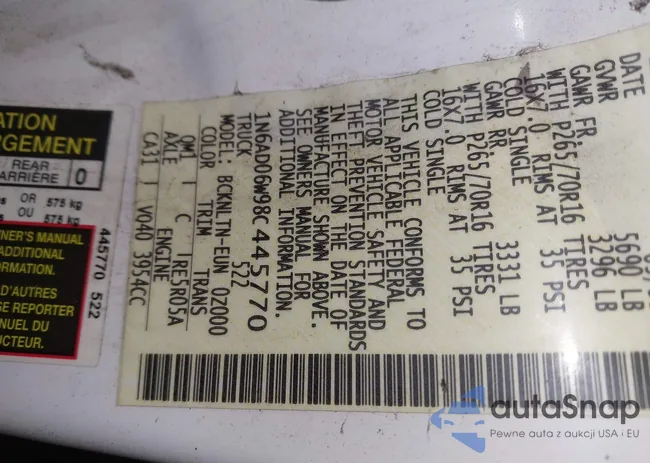 1N6AD06W98C445770: 44627124