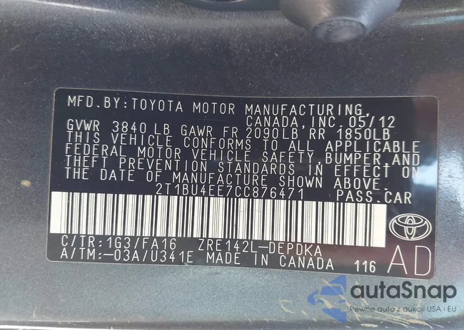 2T1BU4EE7CC876471: 44628753