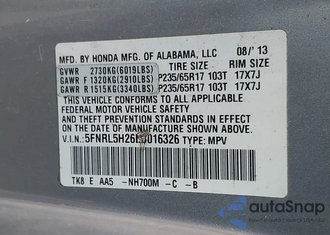 5FNRL5H26EB016326: 44628107