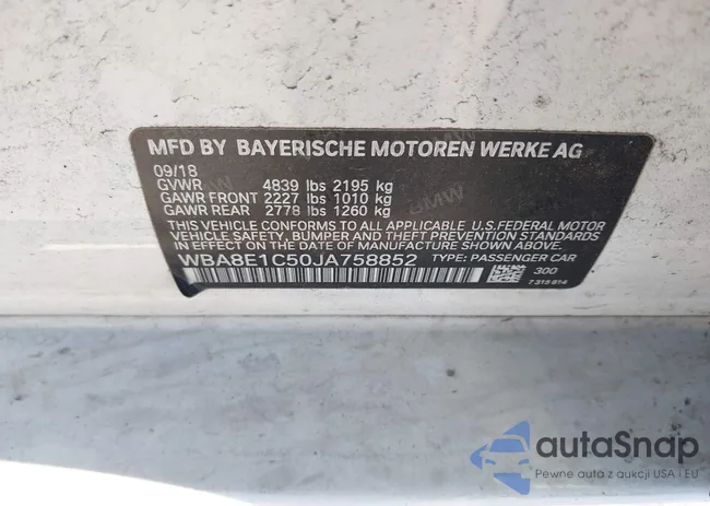 WBA8E1C50JA758852: 44629826