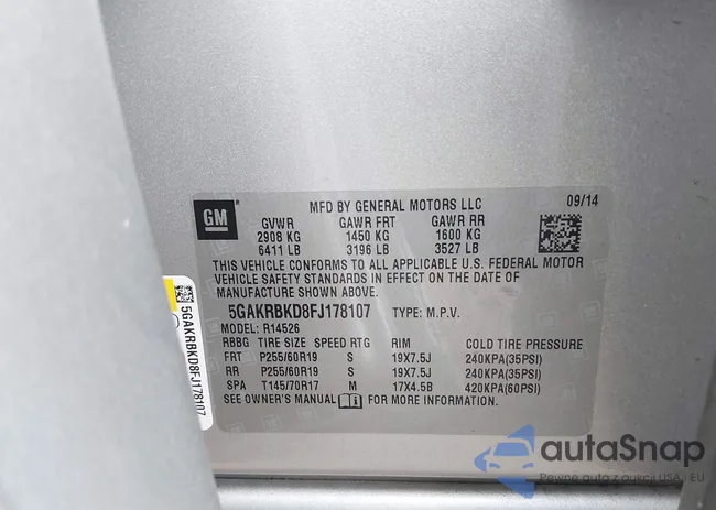 5GAKRBKD8FJ178107: 44629222