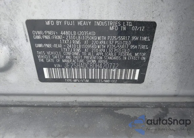 JF2SHADC8DH420772: 44630699