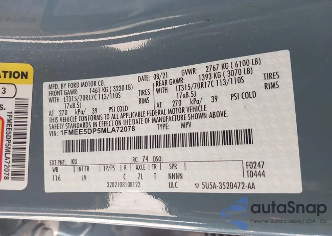 1FMEE5DP5MLA72078: 44630053