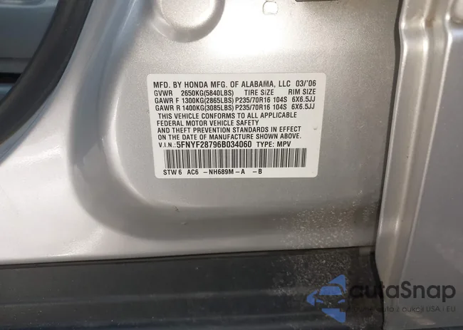 5FNYF28796B034060: 44630343