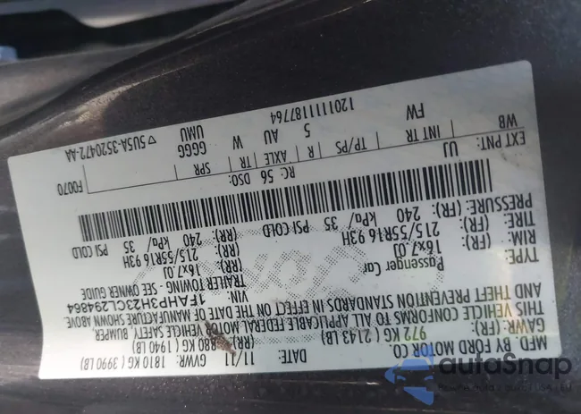 1FAHP3H23CL294864: 44631276