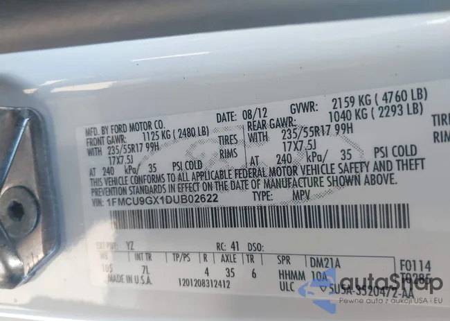 1FMCU9GX1DUB02622: 44631292