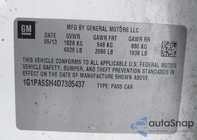 1G1PA5SH4D7305437: 44632487