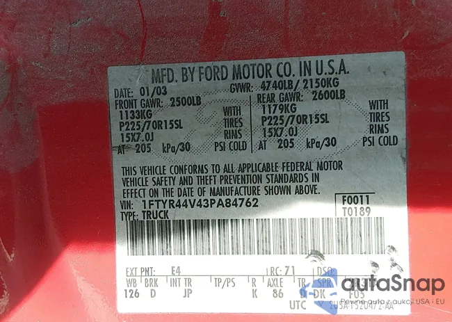 1FTYR44V43PA84762: 44633143