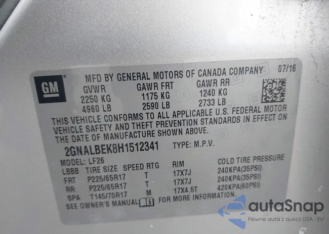 2GNALBEK8H1512341: 44633220