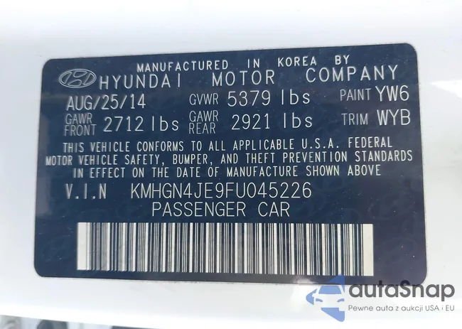 KMHGN4JE9FU045226: 44633357