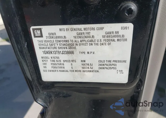 1GKEK13T91J238666: 44633377