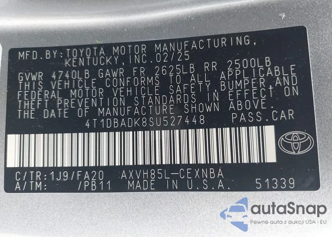 4T1DBADK8SU527448: 44634522