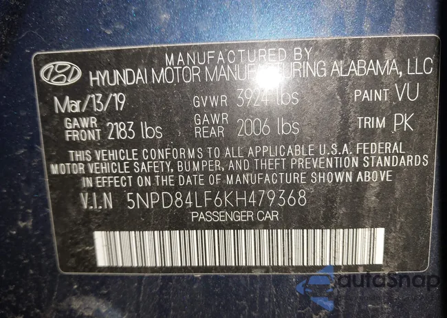 5NPD84LF6KH479368: 44634245