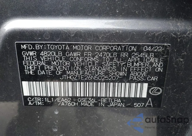 JTHGZ1E26N5025207: 44634341