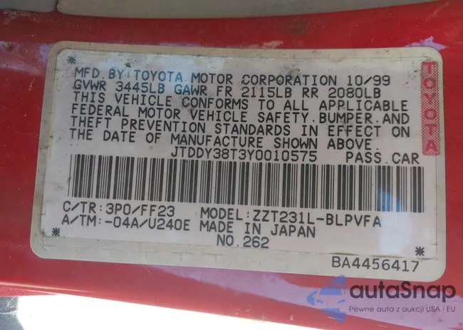 JTDDY38T3Y0010575: 44634344