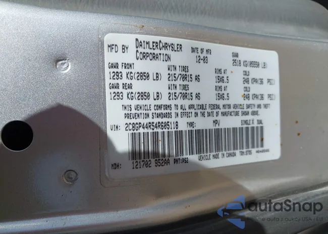 2C8GP44R54R605118: 44635745