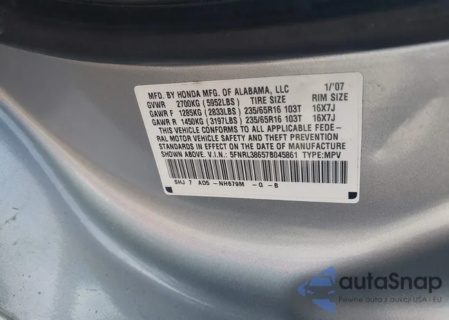 5FNRL38657B045861: 44635229