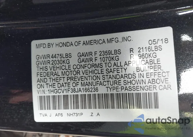 1HGCV1F38JA166236: 44638524