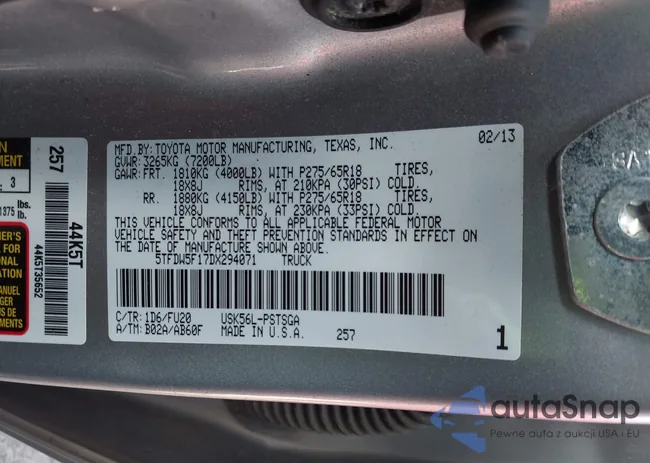 5TFDW5F17DX294071: 44639550