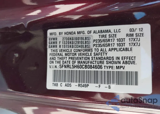 5FNRL5H60CB084606: 44640408