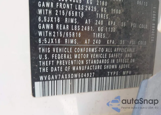 WVGAV7AX9DW504927: 44641636