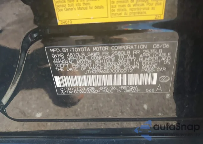 JTHCE96S670002212: 44641890