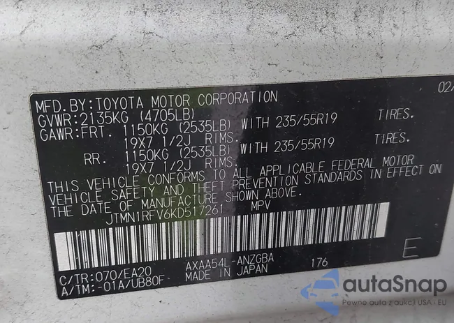 JTMN1RFV6KD517261: 44641331