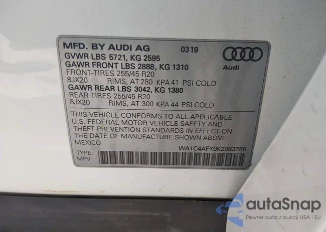 WA1C4AFY9K2083756: 44642483