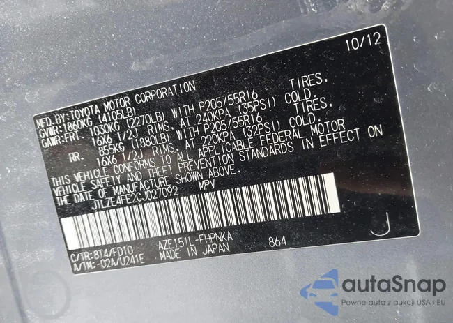 JTLZE4FE2CJ027092: 44642893