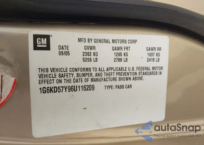 1G6KD57Y96U116209: 44643597