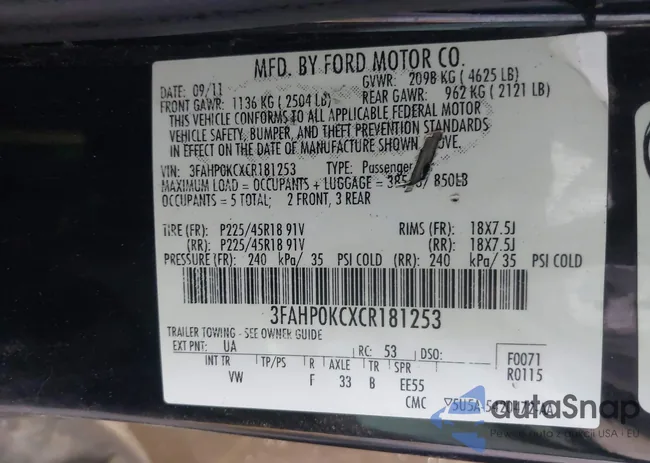 3FAHP0KCXCR181253: 44643063