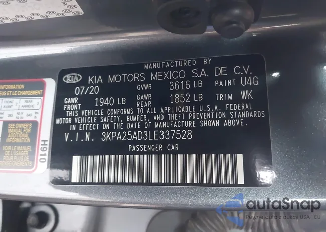 3KPA25AD3LE337528: 44643095