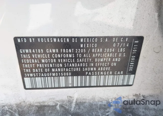 3VW5T7AU0FM015060: 44643133