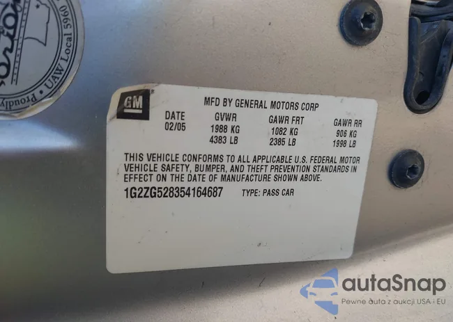 1G2ZG528354164687: 44643221