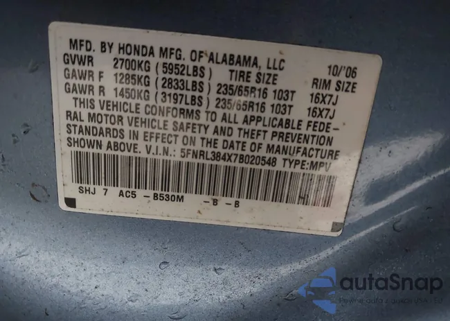 5FNRL384X7B020548: 44643257